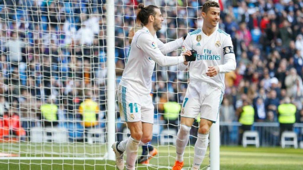 Cristiano y Bale celebran en el Santiago Bernabeú