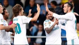 Celebración del gol de Bale en el Estadio de la Cerámica