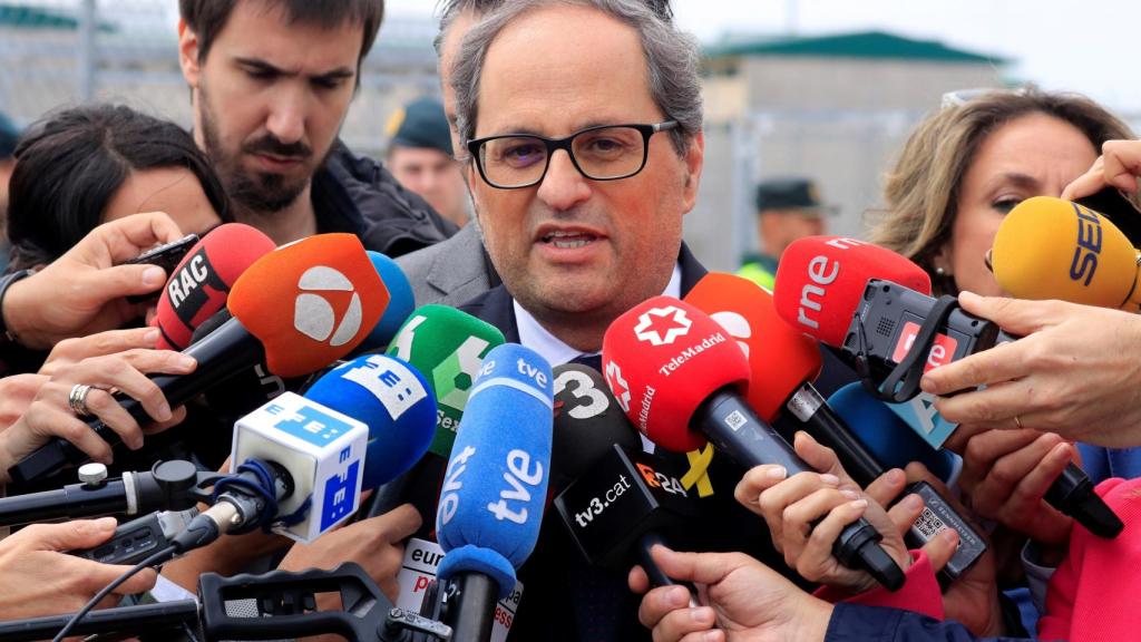 Quim Torra, a su salida de la prisión de Estremera.