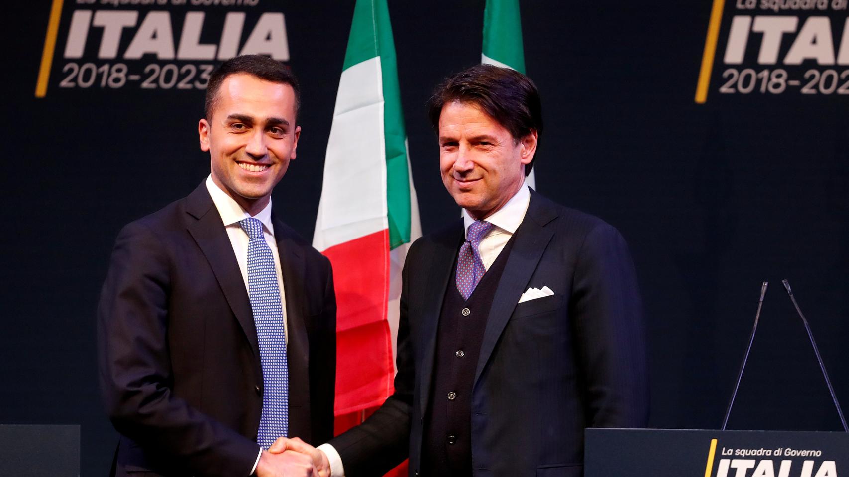 Luigi di Maio y Giuseppe Conte, durante la campaña electoral.