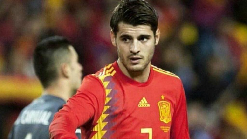 Morata celebra con la Selección. Foto Twitter (@AlvaroMorata)