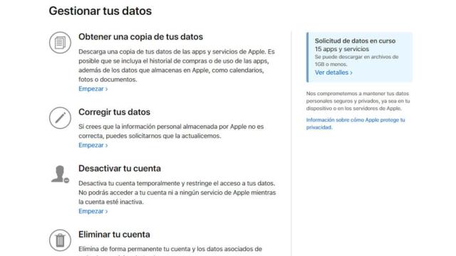 gestionar datos apple