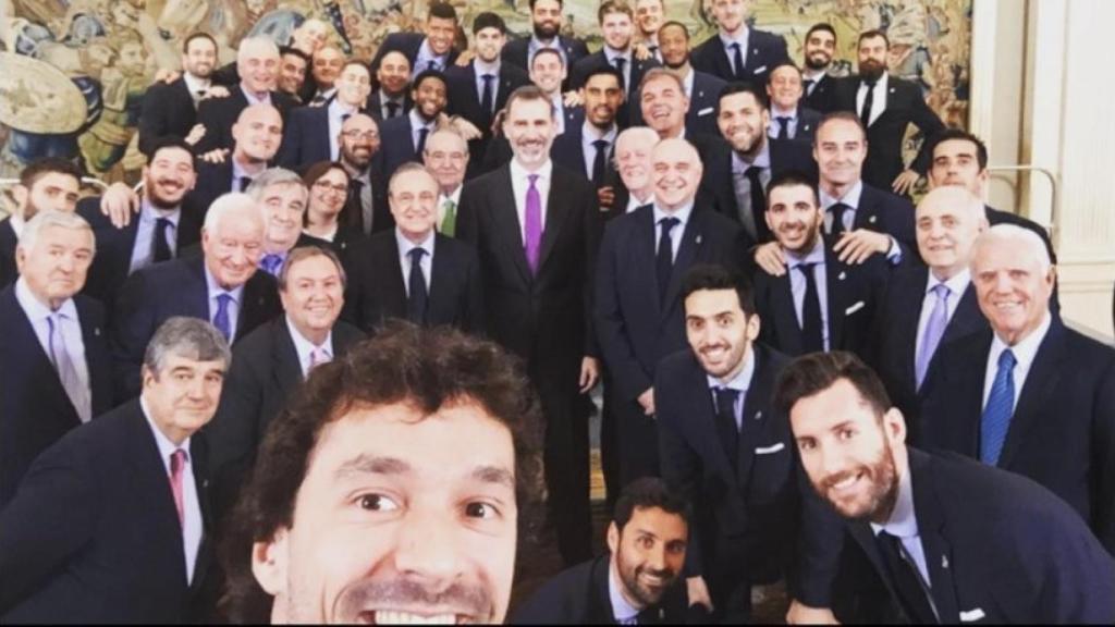 El Rey, Felipe VI, recibe al Real Madrid. Foto: Instagram (@rudy5fernandez).