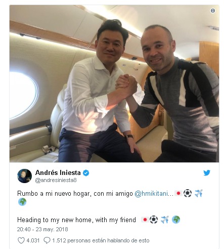 Iniesta confirma que jugará en Japón