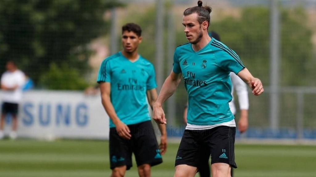 Gareth Bale durante el entrenamiento del Madrid