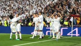 Los jugadores del Real Madrid celebrando un gol en el Santiago Bernabéu