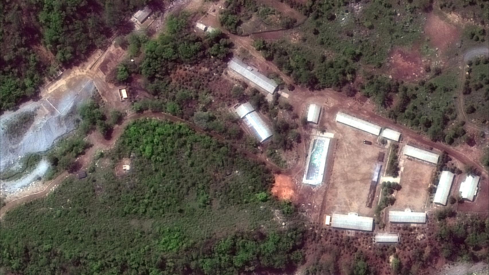 Vista satélite del complejo nuclear de Punggye-ri.