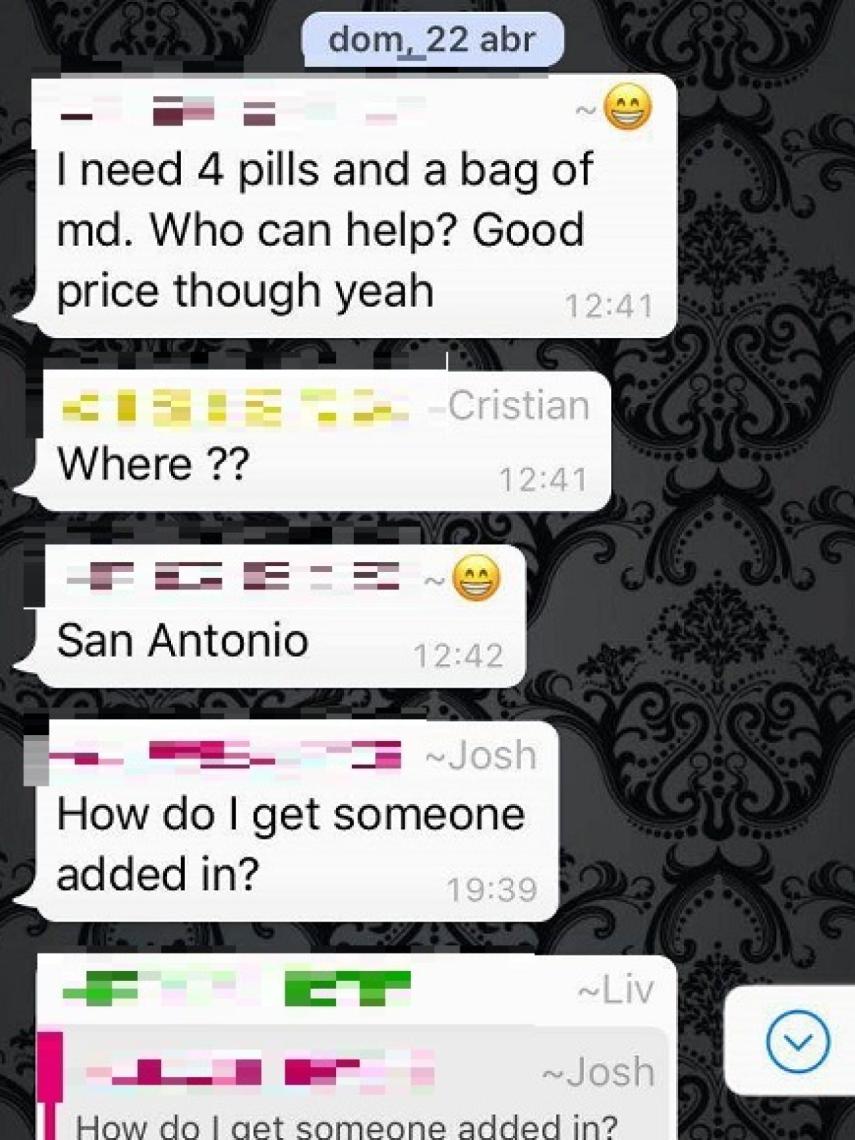 Chats de whatsapp donde se ofrece droga en Ibiza