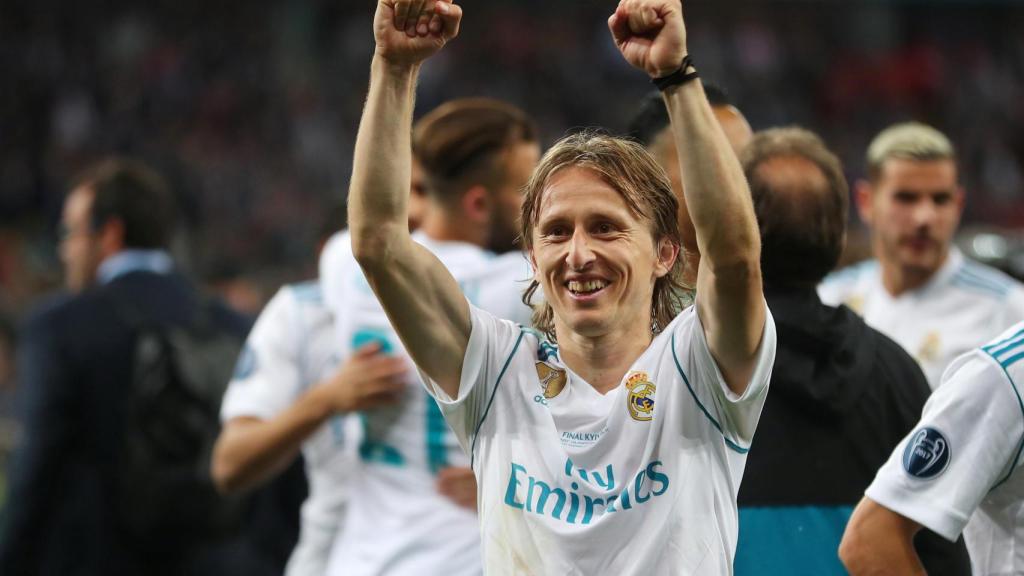 Modric celebra la consecución de la Champions.