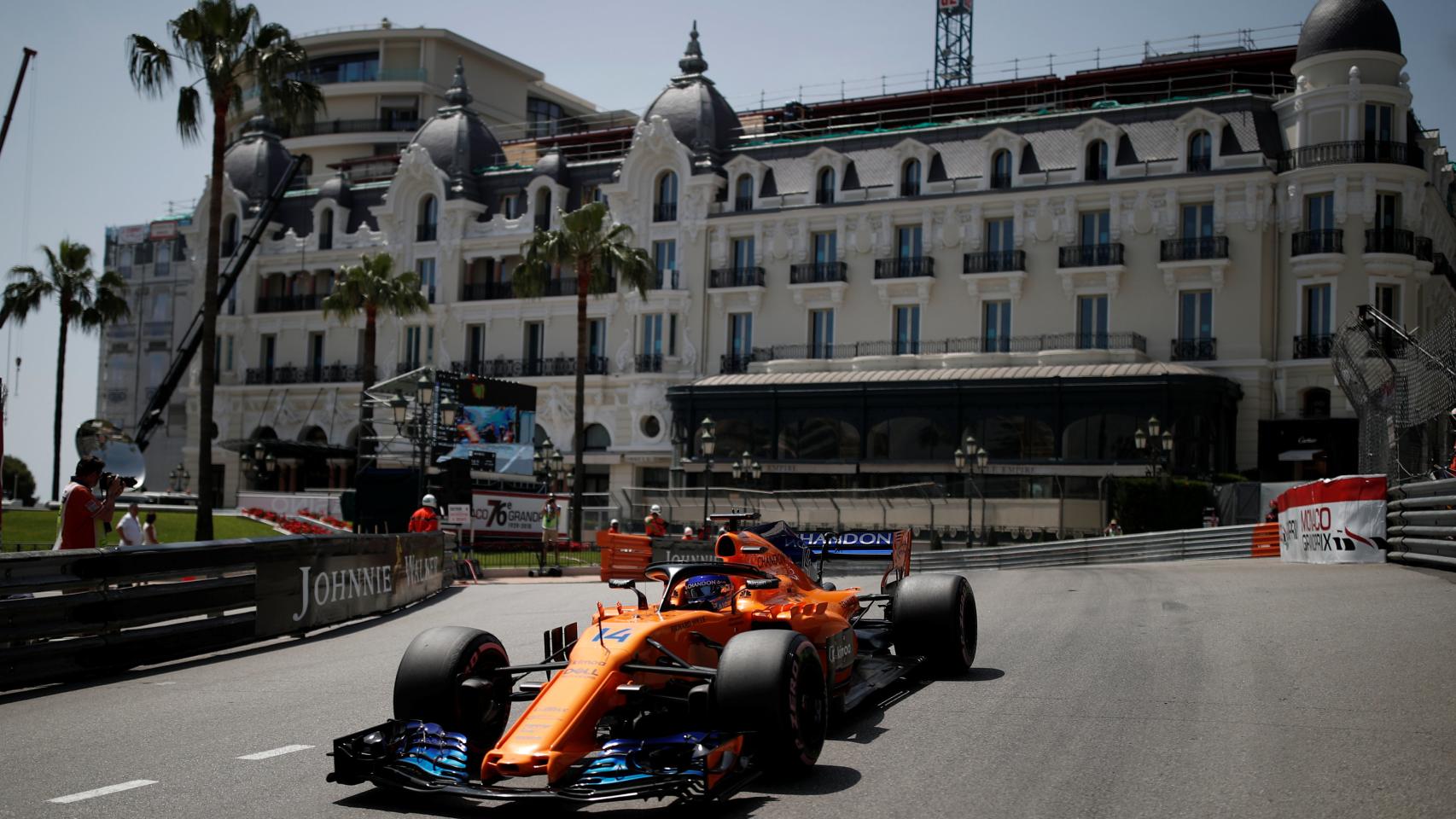 Fernando Alonso, durante la clasificación del GP de Mónaco de F1.