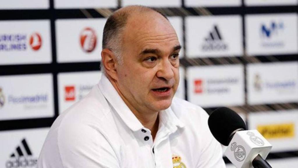 Laso durante la rueda de prensa previa del Madrid