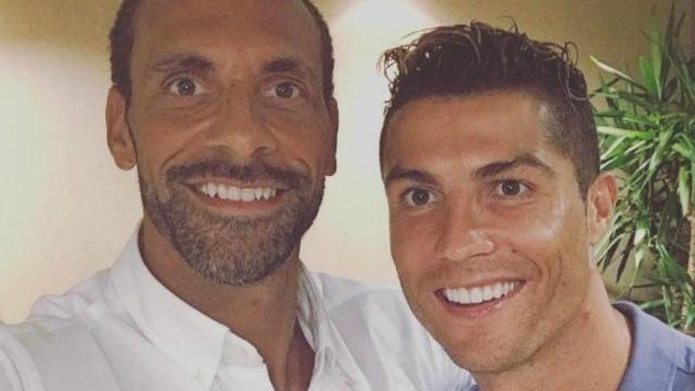 Cristiano y Río Ferdinand. Foto. Twitter (@RealEspartaB)