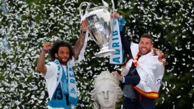 Marcelo y Sergio Ramos en Cibeles