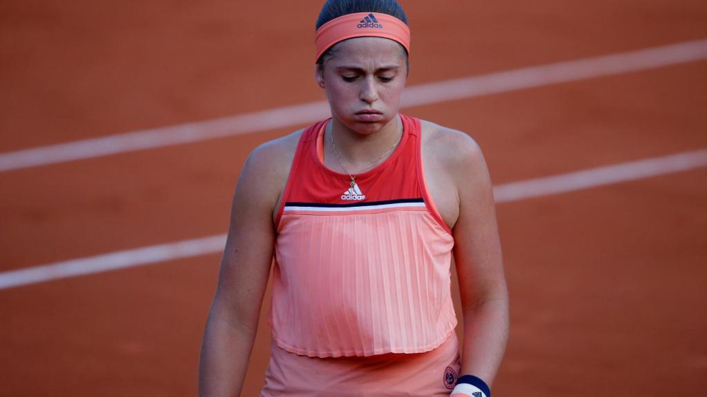 Ostapenko during his first round defeat at Roland Garros.