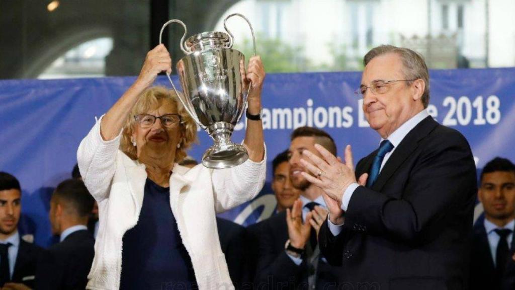 Manuel Carmena y Florentino Pérez en el Ayuntamiento