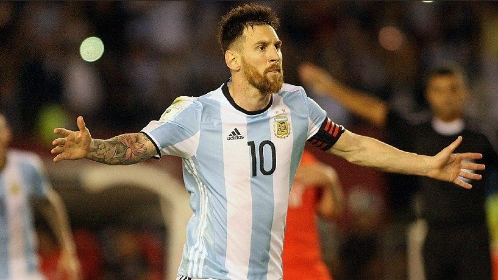 Messi, en un partido de Argentina. Foto: afa.org.ar