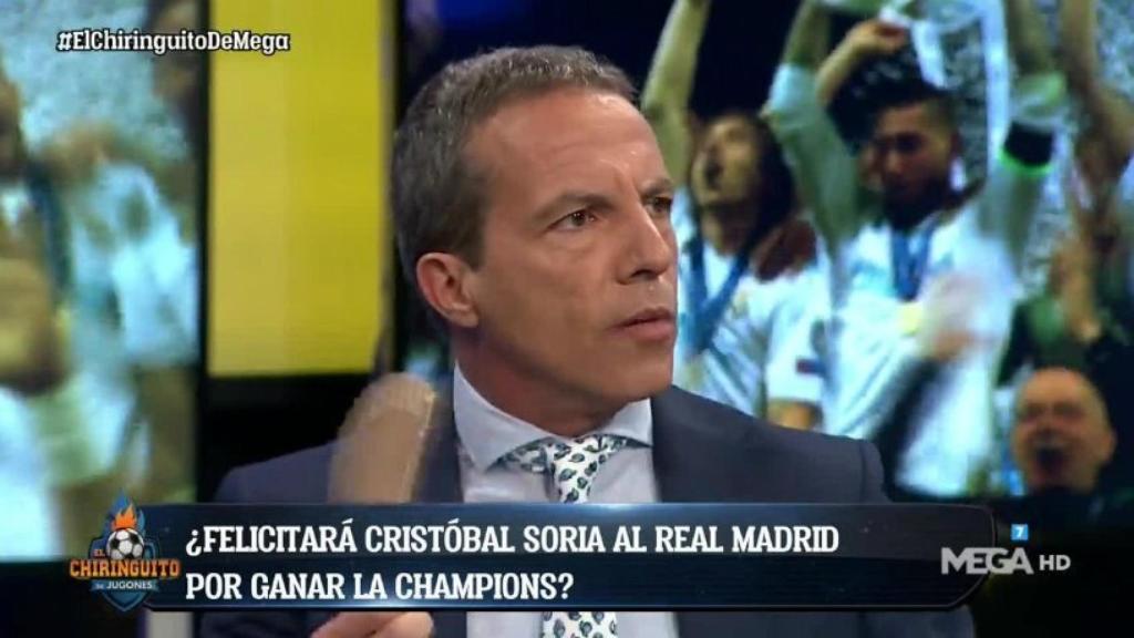 Cristóbal Soria, en El Chiringuito. Foto: Twitter (@elchiringuitotv)