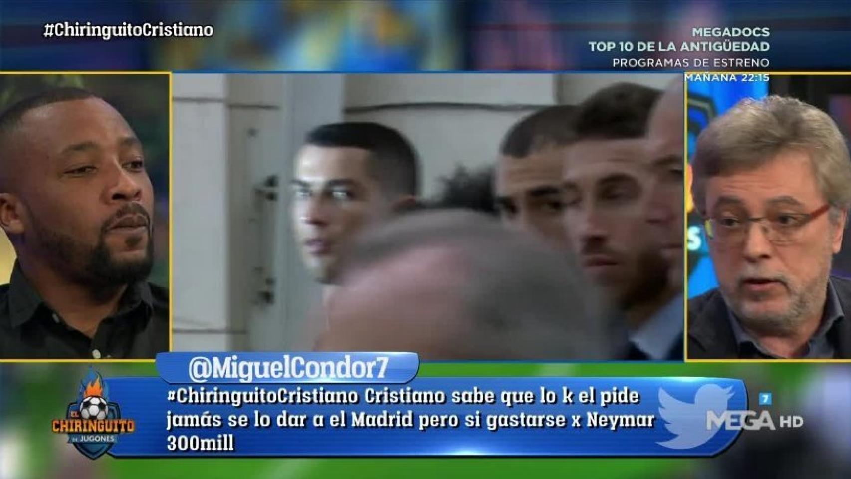 Congo defiende a Cristiano en El Chiringuito. Foto: Twitter (@ElChiringuitotv).