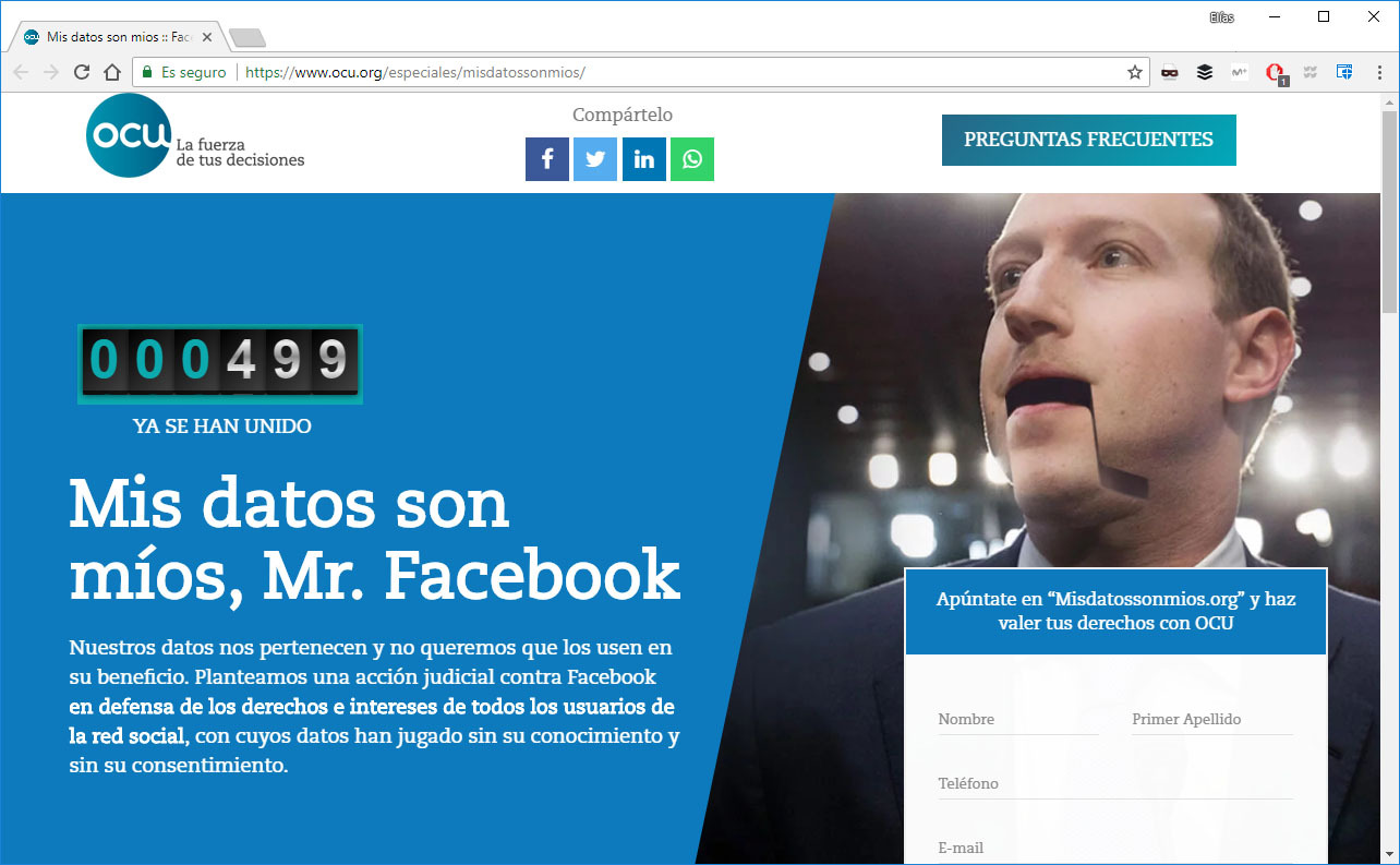 ocu mis datos son mios mr facebook