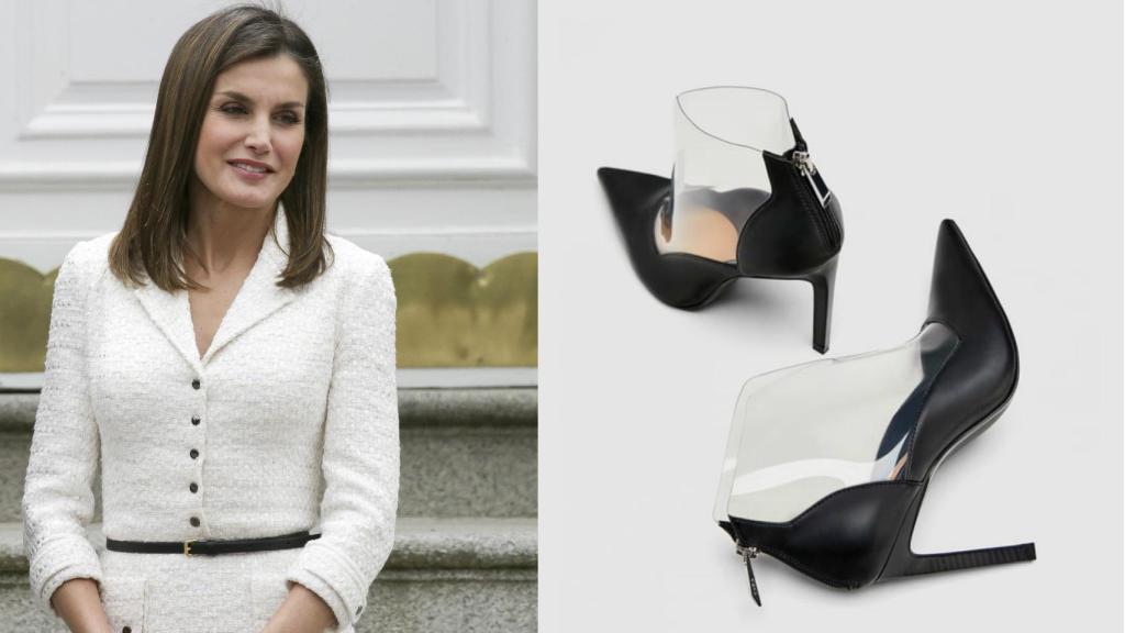 A la derecha, Letizia. A la izquierda los zapatos de Zara.