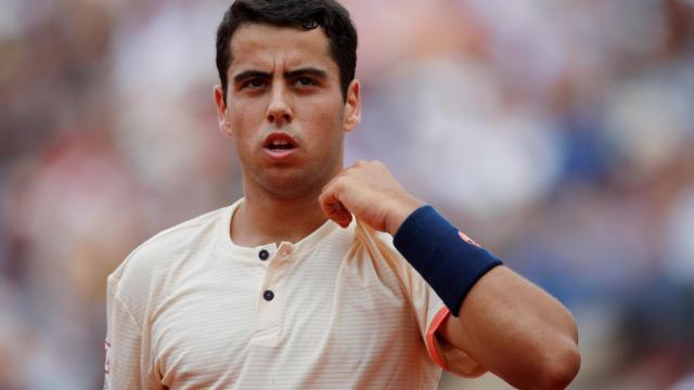 Munar, durante el partido contra Djokovic.