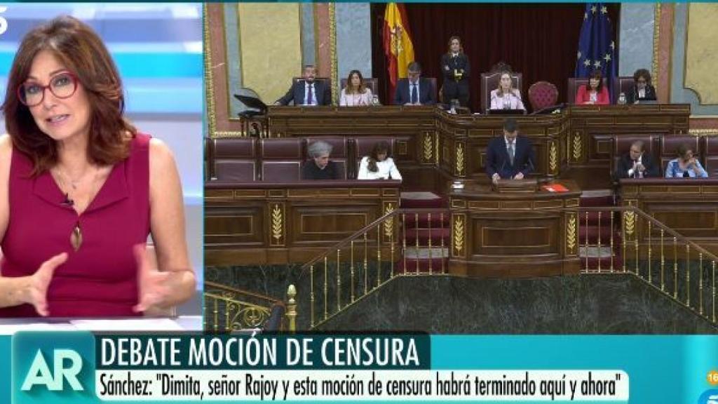 Ana Rosa en su programa durante la moción de censura.