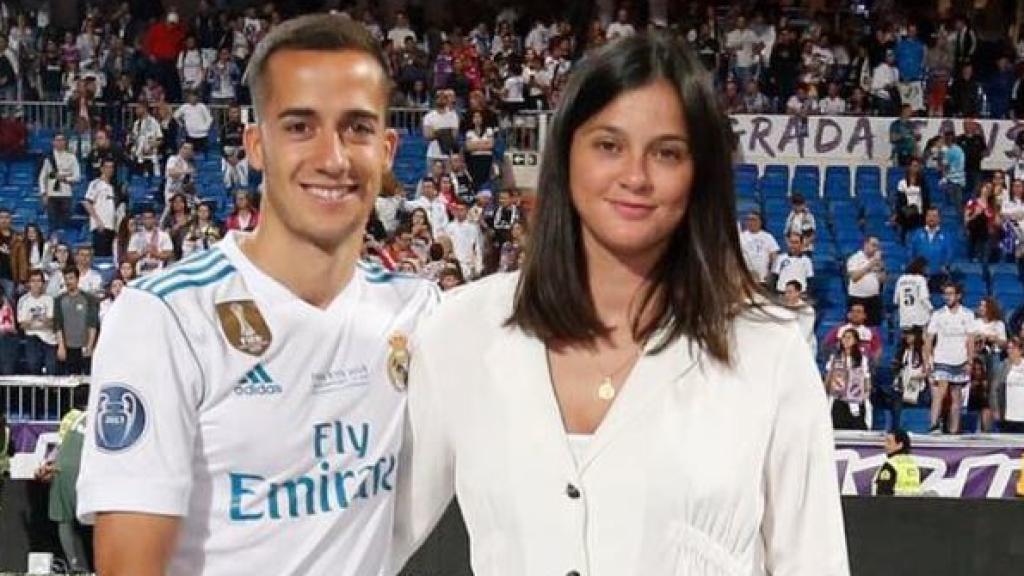 Lucas Vázquez y Macarena Rodríguez en la final de la Champions.