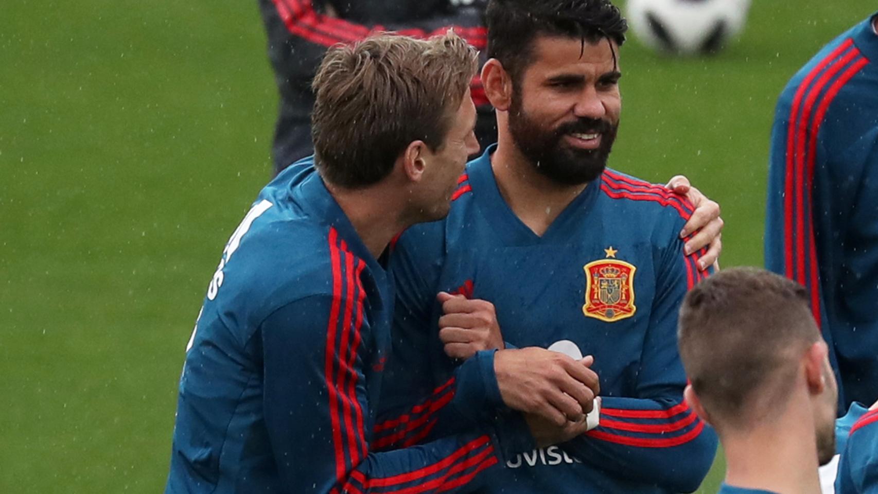 Diego Costa, durante el entrenamiento de España.