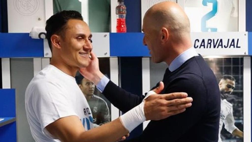 Keylor Navas y Zinedine Zidane