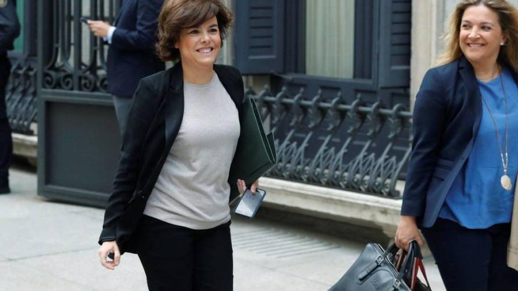 Soraya llegando al Congreso de los Diputados.