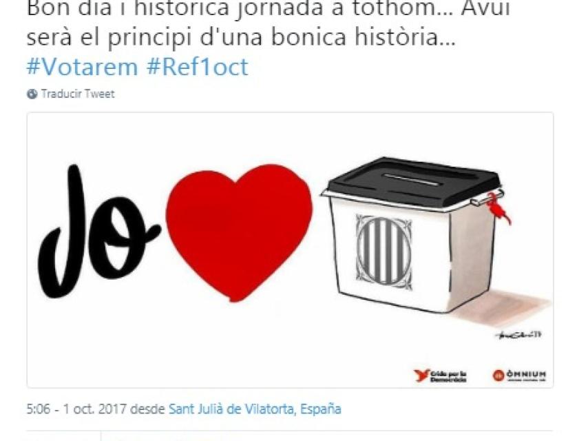 Tuit de Costa sobre el 1 de Octubre.