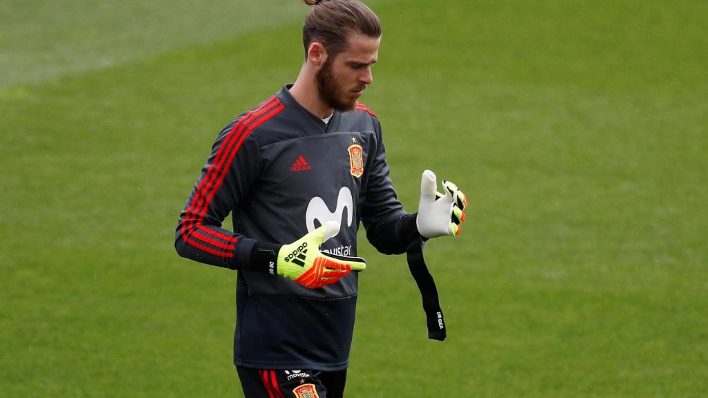 De Gea en un entrenamiento con España.