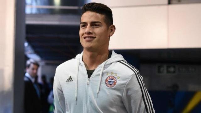 James llega al Santiago Bernabéu. Foto Twitter (@FCBayern)