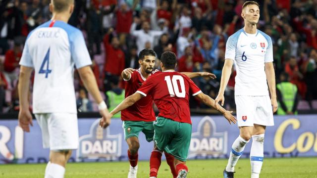 Belhanda celebra el gol de la victoria de Marruecos.