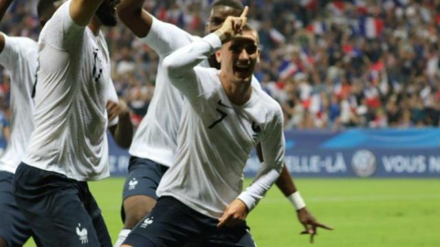 Griezmann celebra con Francia. Foto Twitter (@equipedefrance)