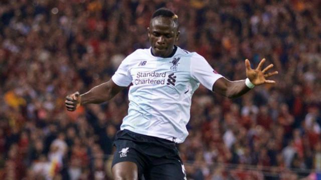 Mané celebra su gol en el Olímpico de Roma. Foto Twitter (@LFC)