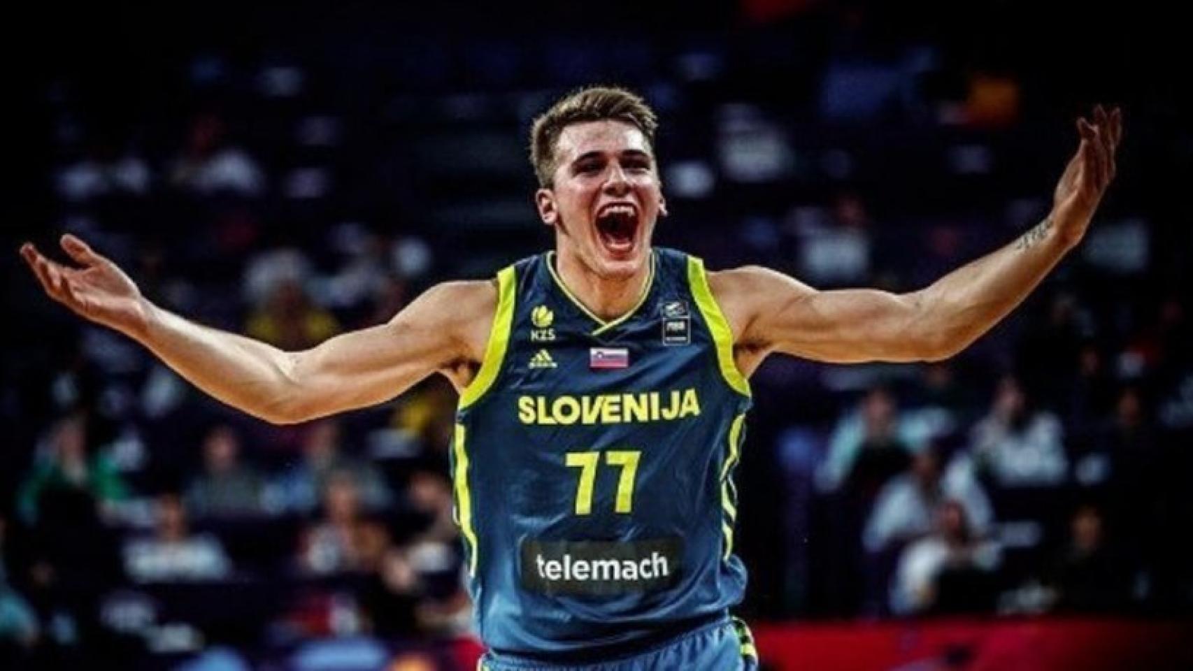 Luka Doncic durante un partido con Eslovenia. Foto: Instagram: (@lukadoncic)