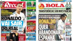 Portadas de Record y A Bola sobre Cristiano Ronaldo