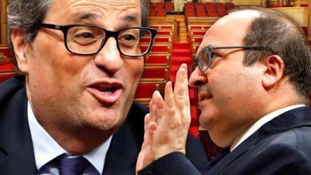 El presidente de la Generalitat, Quim Torra, y Miquel Iceta, el primer secretario del PSC.