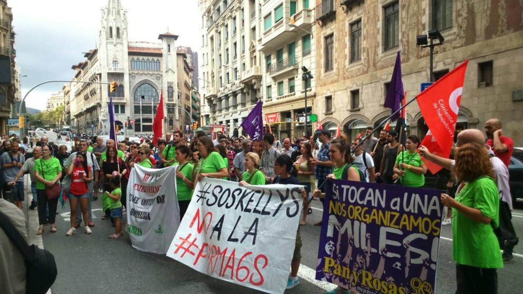 Las Kellys en una manifestación.