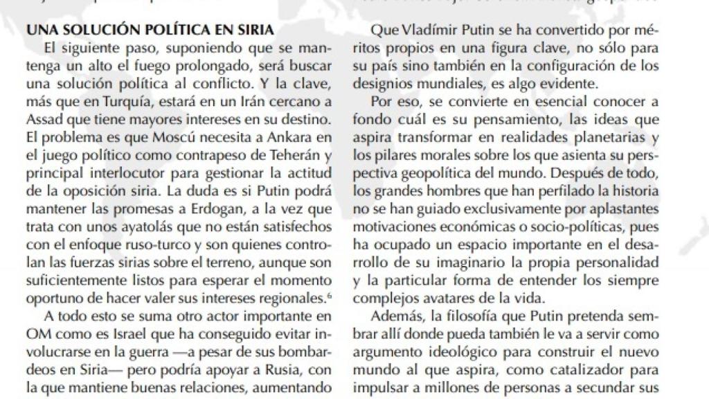 Artículo escrito por Pedro Baños en la revista 'Ejército español'