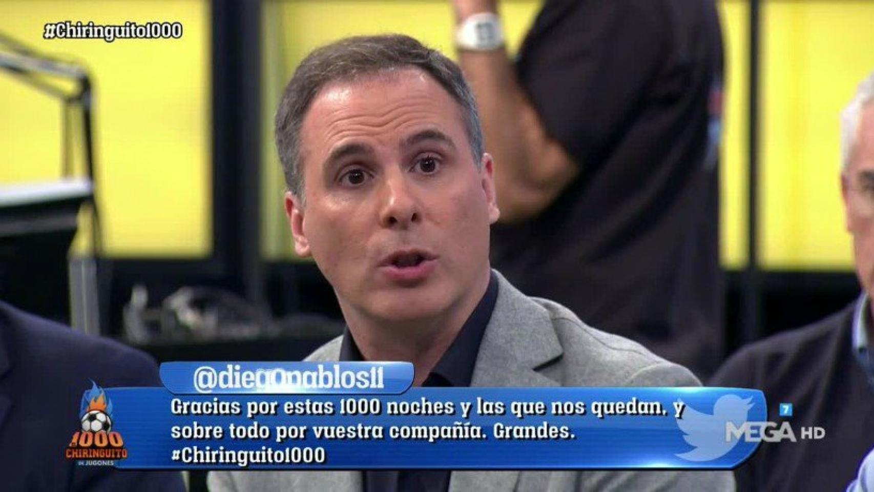 Manu Sainz en El Chiringuito. Foto: Twitter (@elchiringuitotv)