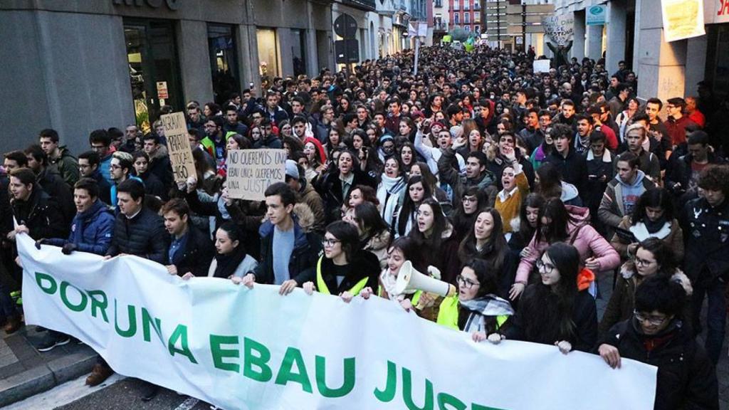 Estudiantes de Valladolid el pasado mayo pidiendo una EBAU única para todo el territorio nacional.