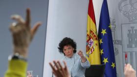 Isabel Celaá, durante su primera rueda de prensa como portavoz, este viernes en Moncloa.