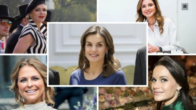 Rania de Jordania, Magdalena y Sofía de Suecia, Charlene de Mónaca y Letizia en un fotomontaje.