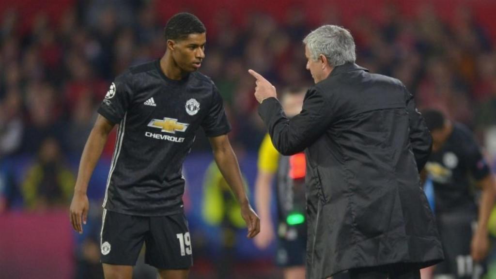 Marcus Rashford y José Mourinho