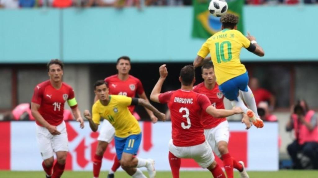 Neymar, en el partido contra Austria. Foto: cbf.com