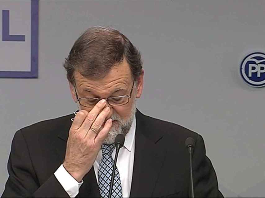 El ex presidente del Gobierno, Mariano Rajoy, durante una rueda de prensa.