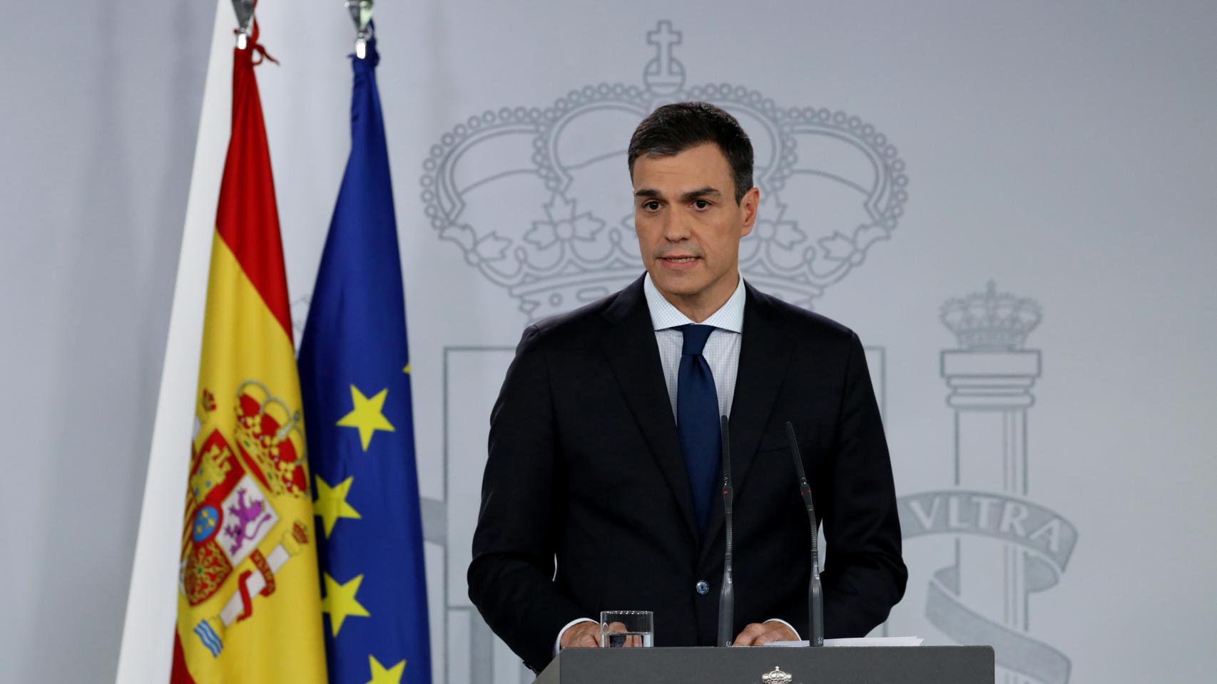 Sánchez en una comparecencia en La Moncloa