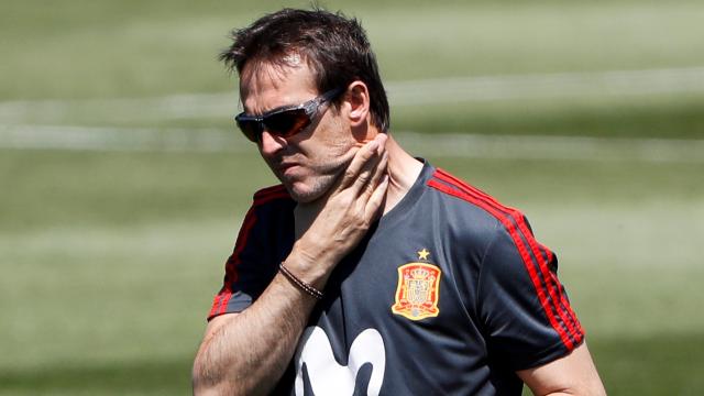 Julen Lopetegui en uno de sus últimos entrenamientos con España.